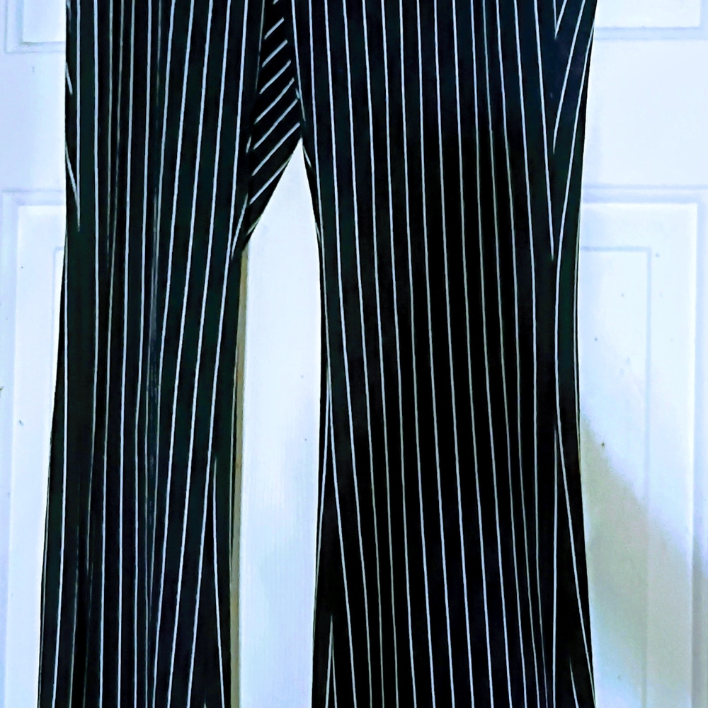 SHEIN Black and White Striped Wide Leg Pants